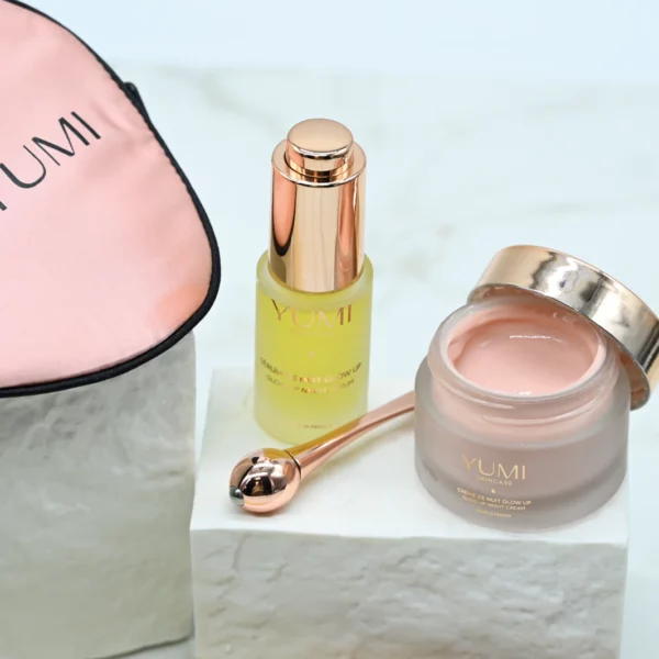 Coffret Glow Up. Crème nuit anti age. Sérum et crème